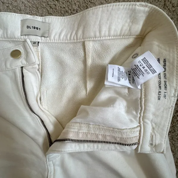 DL1961 Hepburn High Rise French Terry Shorts White Size 27 - Image 3