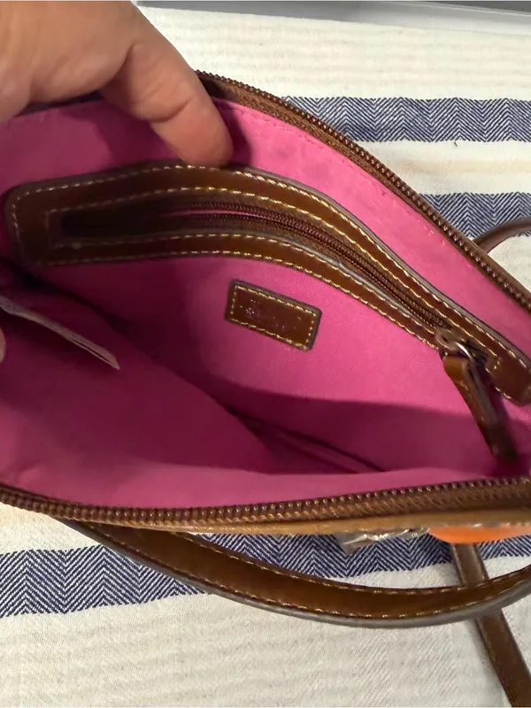 CHAPS Orange Brown Crossbody Bag Small Zip Front Shoulder Purse Y2K Preppy - Image 4