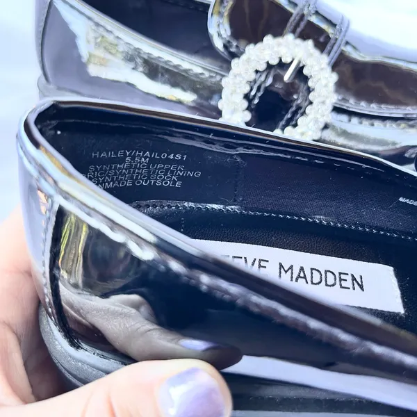 Steve Madden | Hailey Embellished Buckle Shoe In Black Patent Loafer Size 5.5 - Image 8