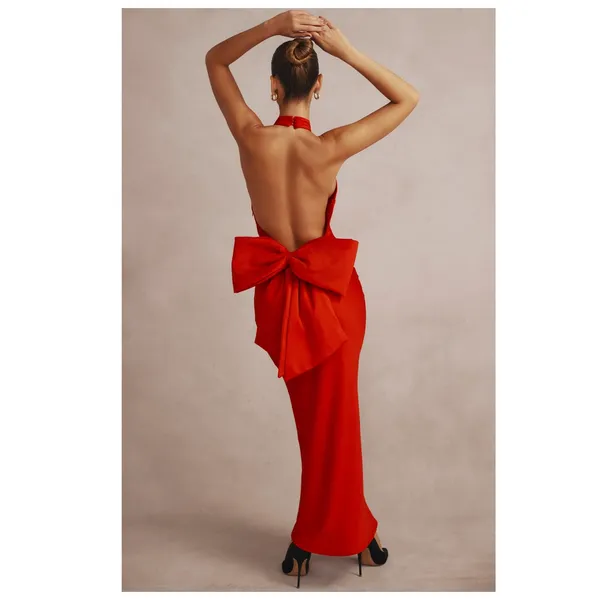 House of CB 'Ilaria' Red Bow Halter Dress from Size Small - Image 8