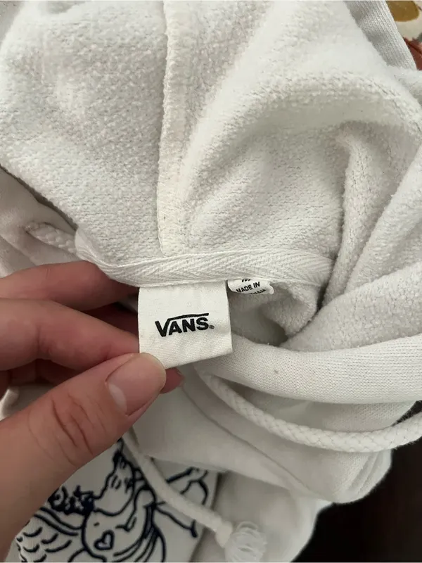 Vans Karina Hoodie Womens Medium Cream Cupid Cherub Checkerboard Crop Pullover - Image 14