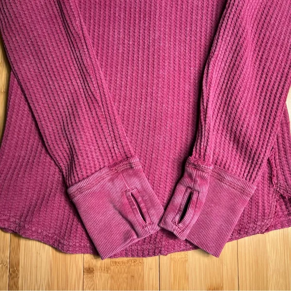 FREE PEOPLE We The Free Womens Roll With It Ribbed Distressed Thermal Shirt|Sz:S - Image 12