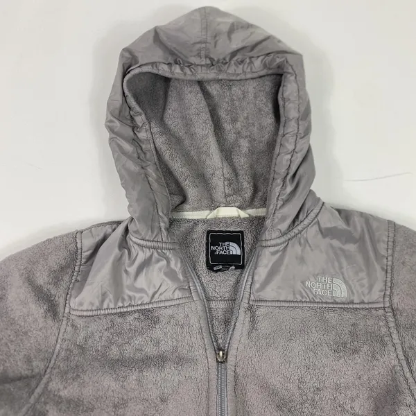 The‎ North Face Jacket Womens Small Gray Hooded Full Zip Fleece Embroidered Logo - Image 2