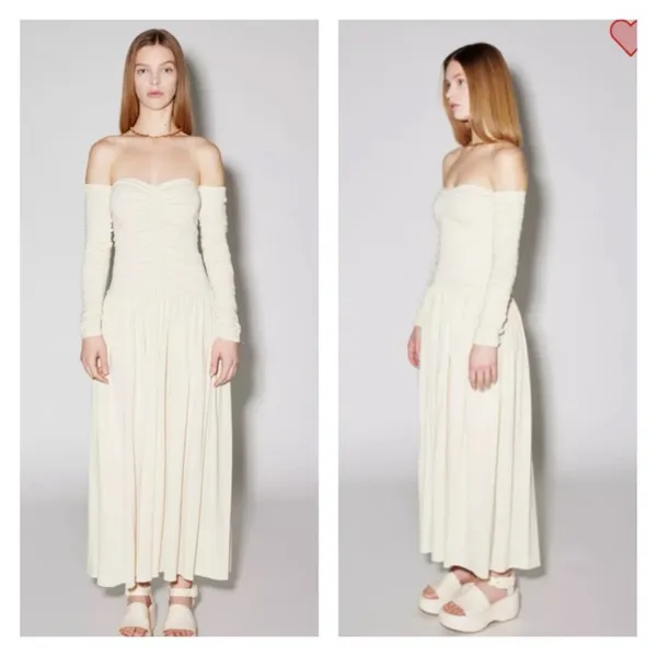 Rosetta Getty Ruched Ivory Strapless Dress - Image 2