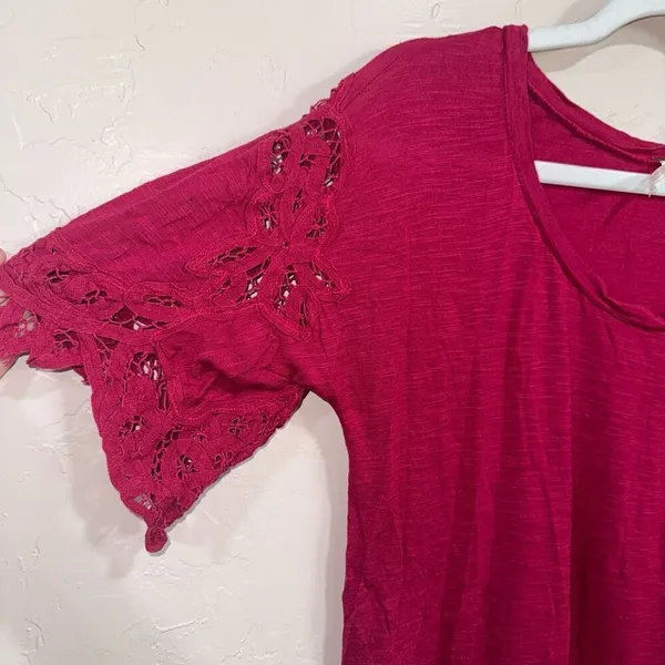 Free People Pink Lace Sleeve Tee - Image 2