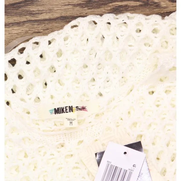 Miken Juniors Mesh Fringe-Hem Tank Cover Up ID012 Ivory Off White M - Image 4