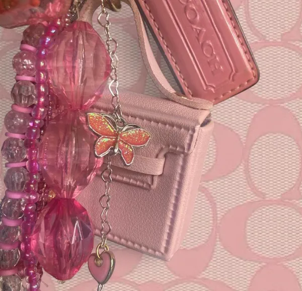 Coach Leather Hang Tag & Pink Butterfly Bag Charm With Coin Purse - Image 7
