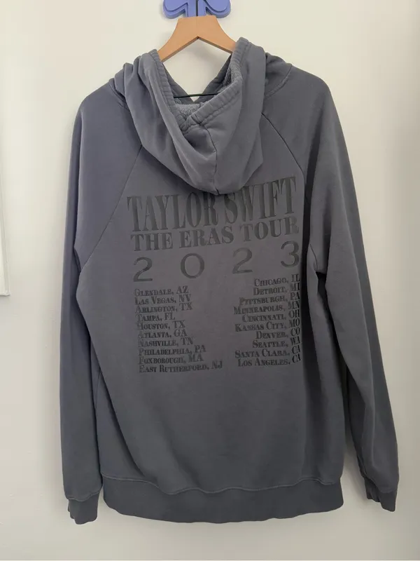 Taylor Swift Medium Eras Tour Hoodie Grey Pullover Lounge Minimal Comfy - Image 4