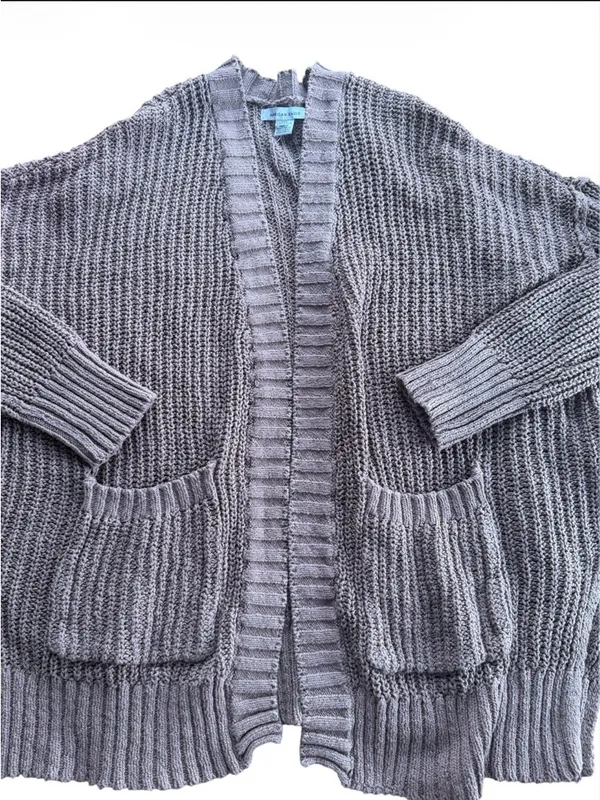 American Eagle Oversized Shaker Stitch Cardigan Sweater Mauve Taupe XXS Pockets - Image 4