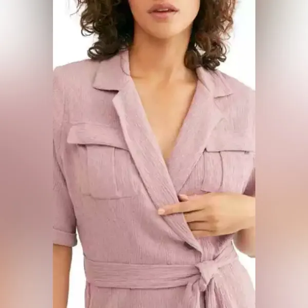 ZARA Free People‎ Clementine Endless Summer Textured Wrap Mini Dress Purple Ash Small - Image 2