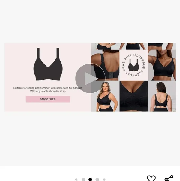 Pink Lace bra no Underwire Full coverage Bralette Padded Bra size Large 32D-34C - Image 4