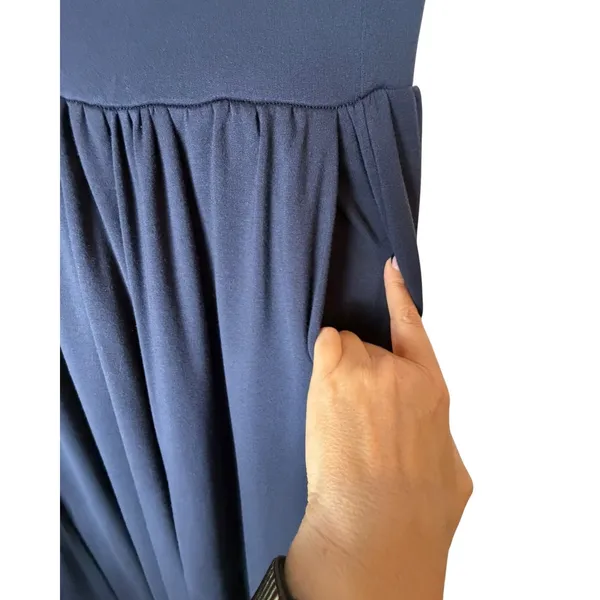 Quince French Terry Modal Wide Leg Pants Women Medium Navy Lounge Athleisure - Image 6