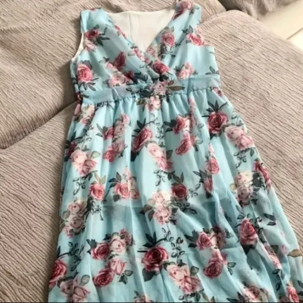 Boho Floral Dress Blue Size M - Image 8