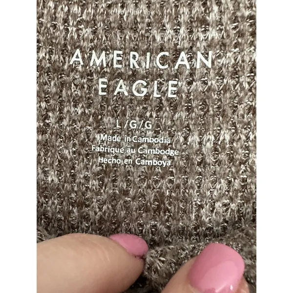 American Eagle‎ Top Knit Women's Large Henley Lounge Comfy Lounge Brown #B6-1 - Image 2