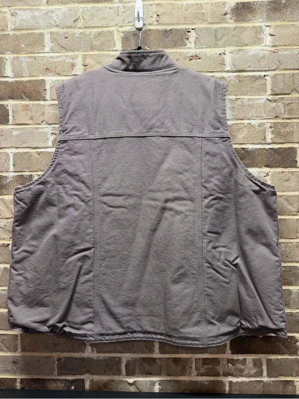 Carhartt Washed Duck Mock Neck Vest Taupe Gray Sherpa Lined Zip Up Plus Size 3X - Image 4