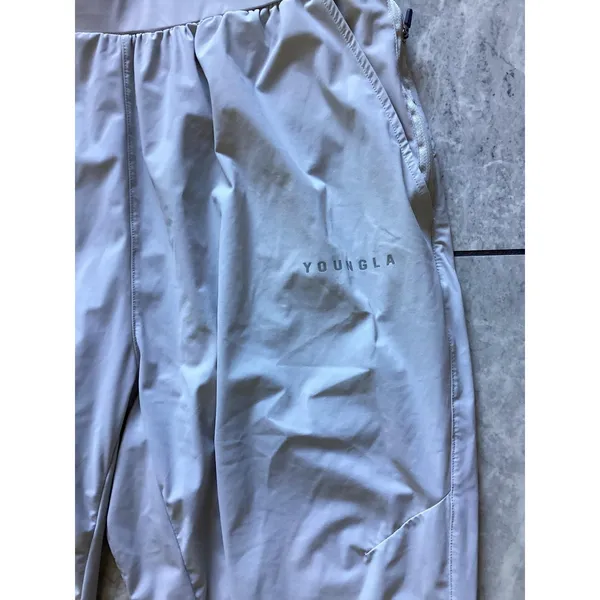 YoungLA Pants Womens XL Light Gray YLA251 Gym Joggers Zip Pockets Elastic Cuffs - Image 2