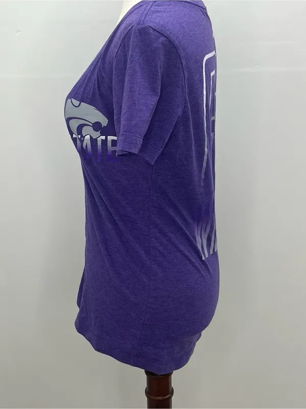Nike Womens Kansas State K-State Wildcats Purple V-Neck Graphic T-Shirt Large - Image 4