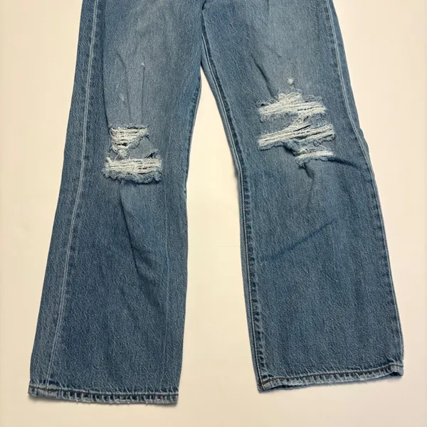 Levi's Ribcage Straight Ankle Jeans Women 27 Blue Distressed High Rise 0318 - Image 4