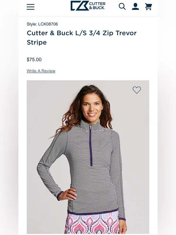 Cutter & Buck Striped Women 1/3 Zip LS CB Drytec Pullover Athletic Shirt -Med - Image 7