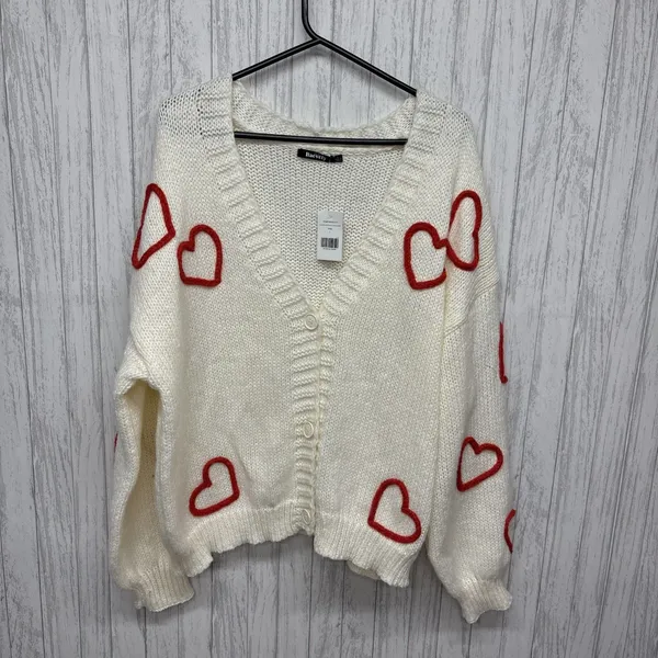 Womens Size L MIA & Tess Heart Cardigan NWT - Image 2