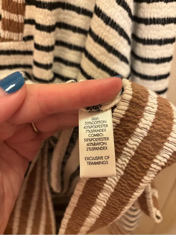 BKE Womwn’s Cream, Black & Brown Striped Half-Zip Sweater - Image 4