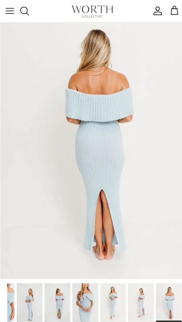 Aston Bow Front Maxi Sweater Dress in Ice Metal– Bump Friendly - Image 7