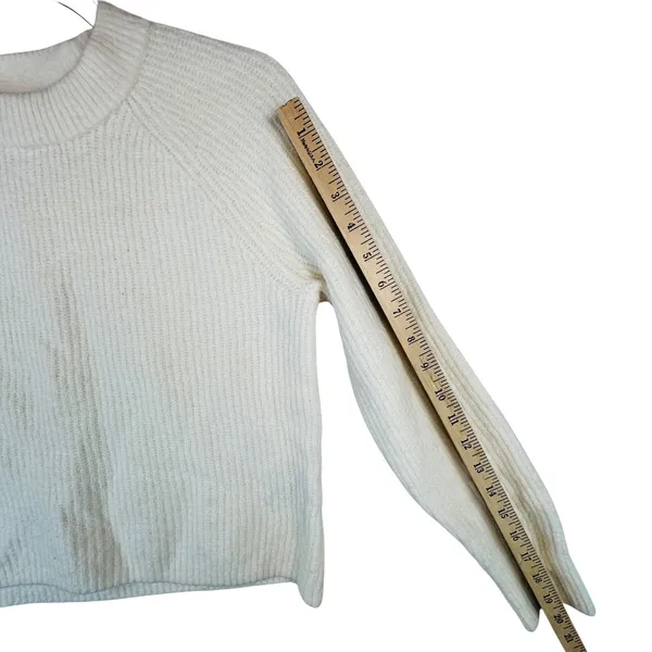 Banana Republic‎ Minimalist Wool Blend Ribbed Sweater Cream Medium Quiet Luxury - Image 7