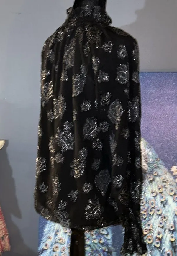 Size 4 Black Metallic High Neck Blouse - Image 11