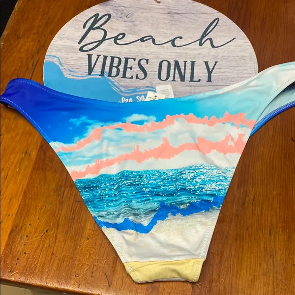 Aerie Blue and Pink Ocean Inspired Bikini Bottom - Image 2