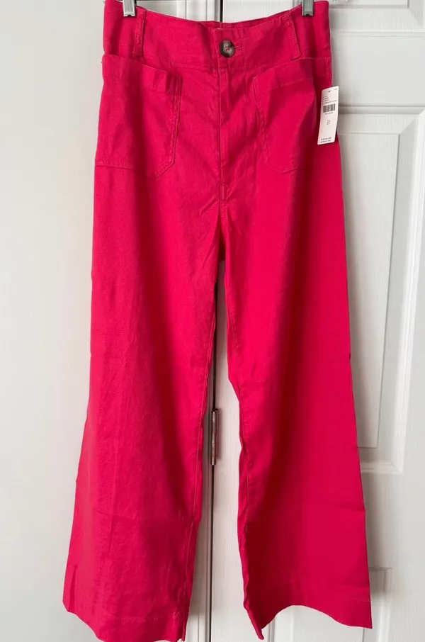 Anthropologie Maeve The Colette Wide-Leg Cropped Linen Pants, Size 26 - Image 5