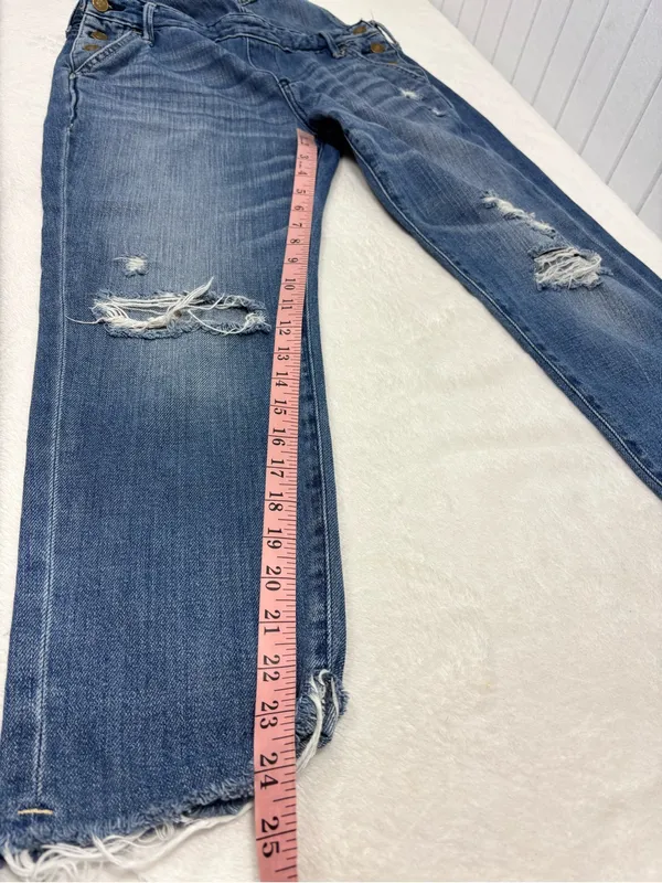 Abercrombie & Fitch Distressed Light Blue Denim Overalls Size XS - Image 7
