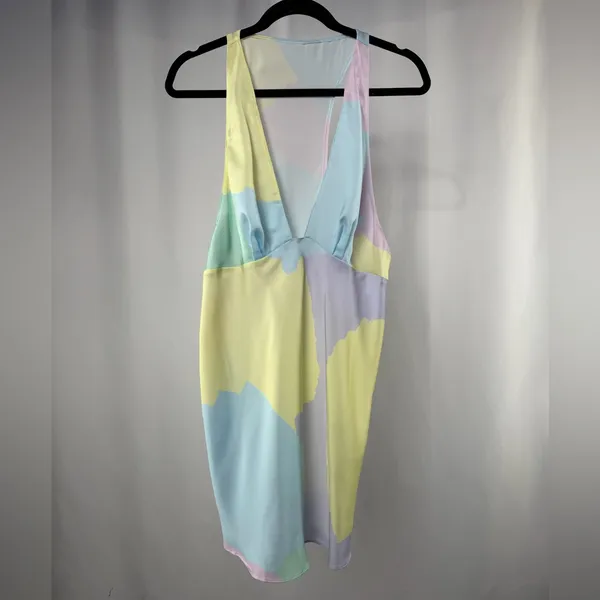 NWT ASOS Design Bias Cut Plunge Satin Racerback Mini Dress‎ Size 10 - Image 4