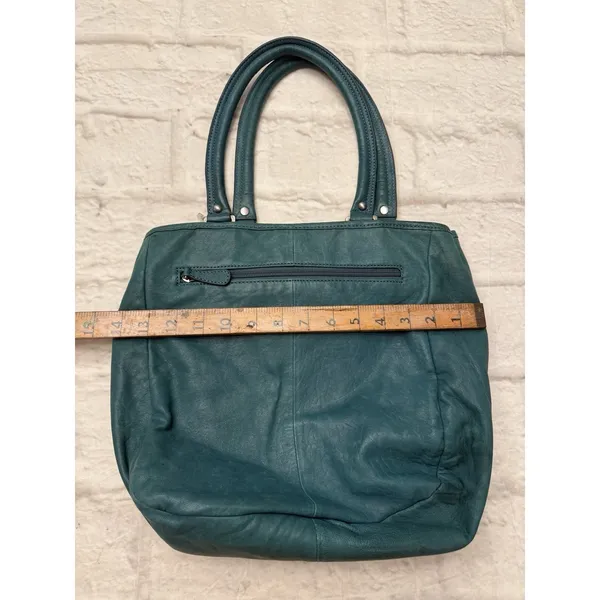 Perlina Brushed Leather‎ Hobo Shoulder Bag Purse Green Buckle Medium Tote - Image 3