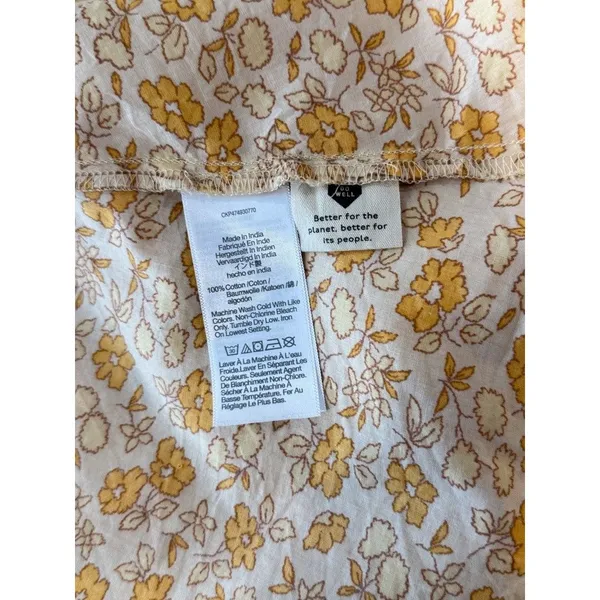 Madewell Womens Dress Yellow Fiore Mini Floral Ditsy V Neck Wrap A Line Boho XS - Image 5