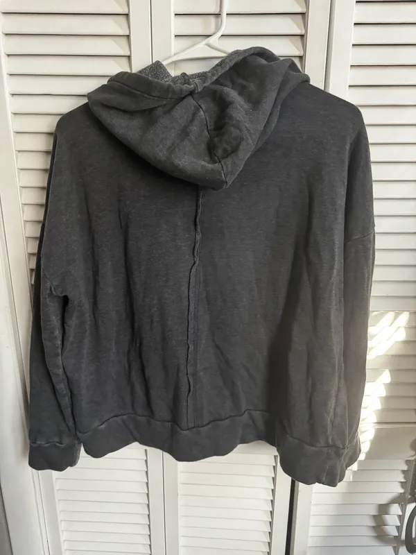 Free People movement Work It Out Washed Black Hoodie Size Small - Image 4