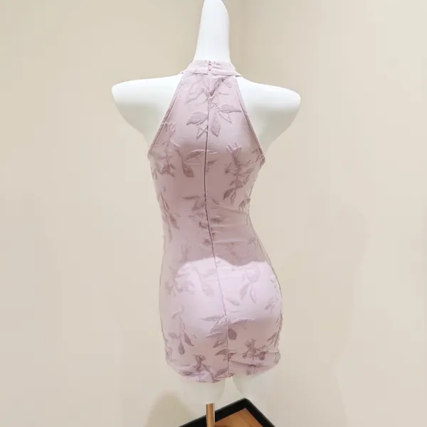 Others Follow Light Purple Halter Cheongsam Style Mini Dress - Image 4