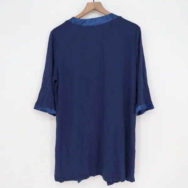 Bearsland Robe Womens XL Open Front Navy Blue Satin Trim New Without Tags - Image 4