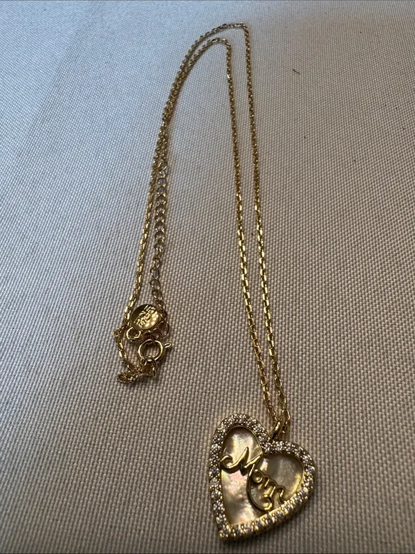 Gold Heart Pendant Necklace with Crystal Accents - Women Jewelry - Image 5