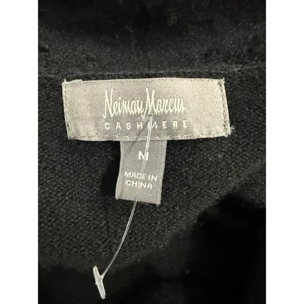 Neiman Marcus Cashmere Vest Womens Medium Black Draped‎ Open Front Cardigan Luxe - Image 4