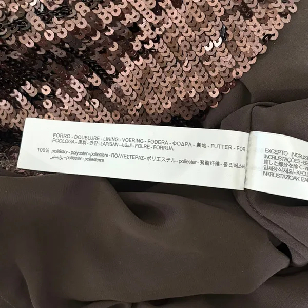 ZARA Chocolate Brown Sequin Halter Maxi Dress‎ Festive Party Sequinned Small - Image 13