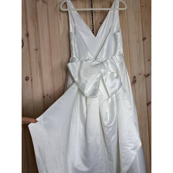 NWT Lulus Blissfully Beloved Ivory Backless A-Line Bow Maxi Dress Bridal Size M - Image 8