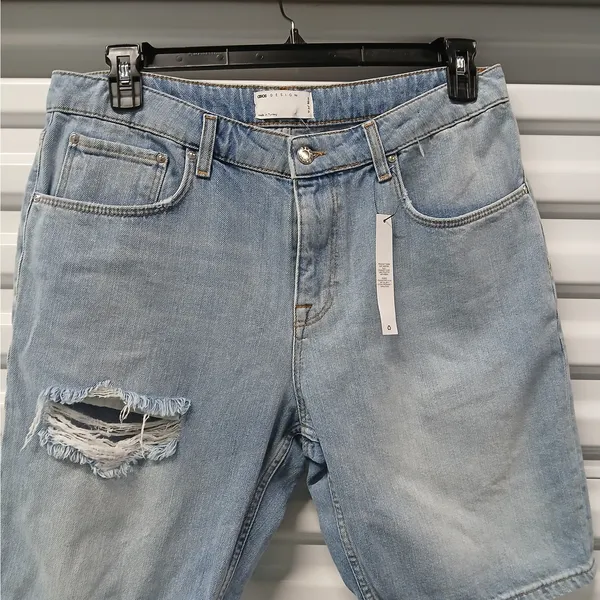 Asos Womens Denim Jeans Shorts Size 34 Waist Blue Preppy Deconstructed Casual - Image 3