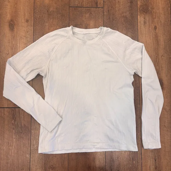 Lululemon Rest Less Pullover Long Sleeve Ribbed Shirt White Size 12 / W3CGJS - Image 3