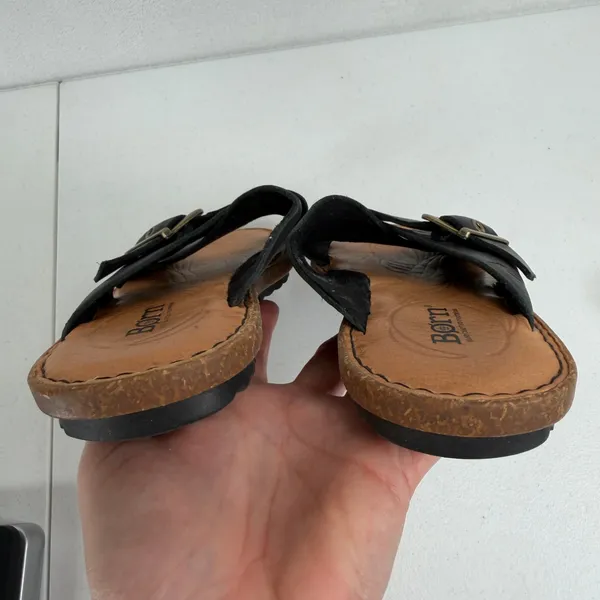 Born 8M Rio Slide Sandals Black Leather Buckle Crossover Strap Casual Boho Flats - Image 12