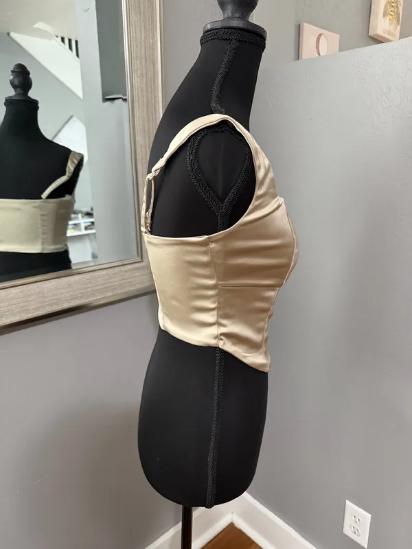 Abercrombie & Fitch Satin Corset Y2K Crop Top Champagne Size Small. - Image 6