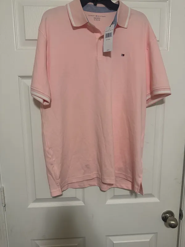 Tommy Hilfiger Men's Pink Tipped Polo Shirt Size XL - Image 5