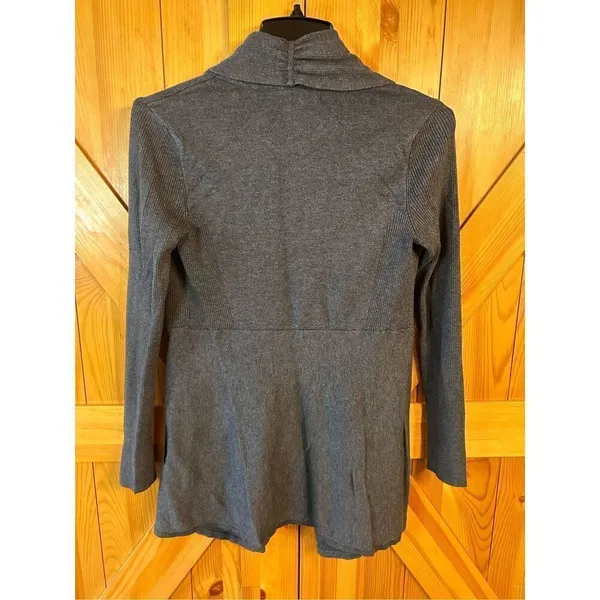 WHBM White House Black Market Women’s Long Gray Cardigan Knit Sweater Sz Small ( - Image 6