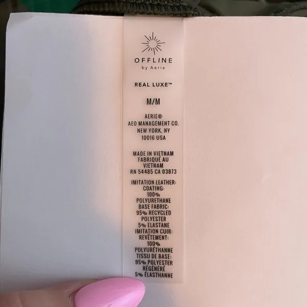 Offline by Aerie Women M Olive Green Faux Leather Leggings High Rise Athleisure - Image 9