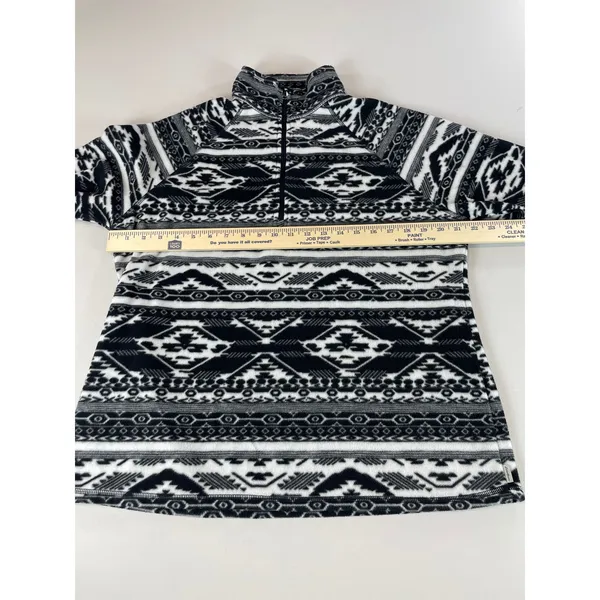 Eddie Bauer Fleece Pullover Size XL Black White Aztec Geometric Quarter Zip - Image 4
