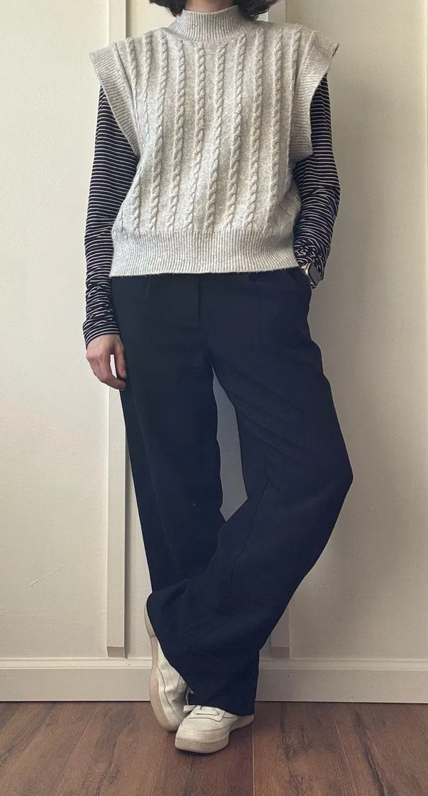Cupcakes and Cashmere Gray Cable Knit Sweater Vest - Image 2
